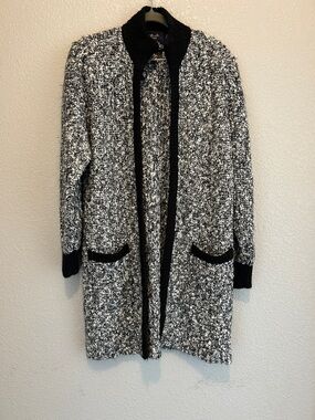 Black & White Bouclé Open Cardigan size S but can easily fit a M or even L